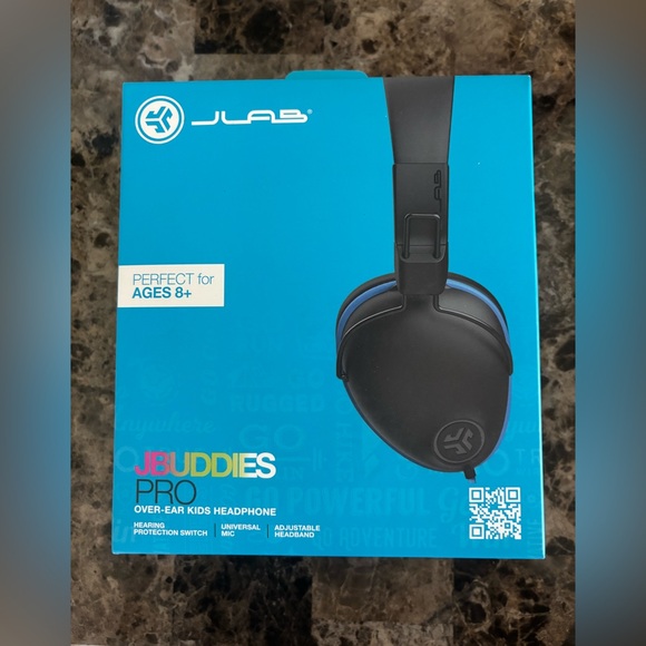 Jlab Other - Jlab Jbuddies Pro Fold Over  Ear Kids Wired Headphone Black/Blue 3.5MM Jack New